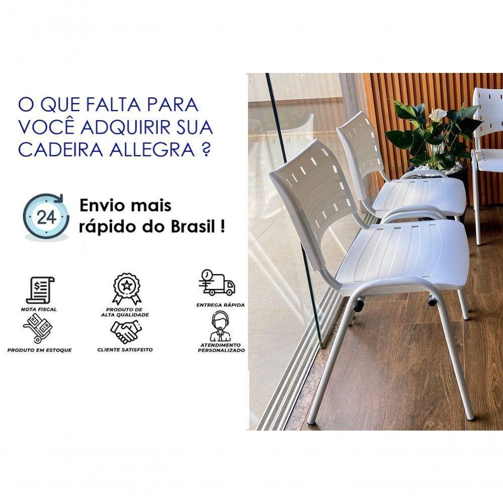 Kit 5 Cadeiras Iso Para Escola Escritório Comércio Branca Base Branca - 5