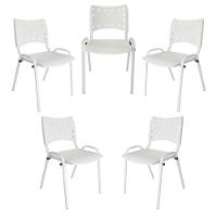 Kit 5 Cadeiras Iso Para Escola Escritório Comércio Branca Base Branca - 1