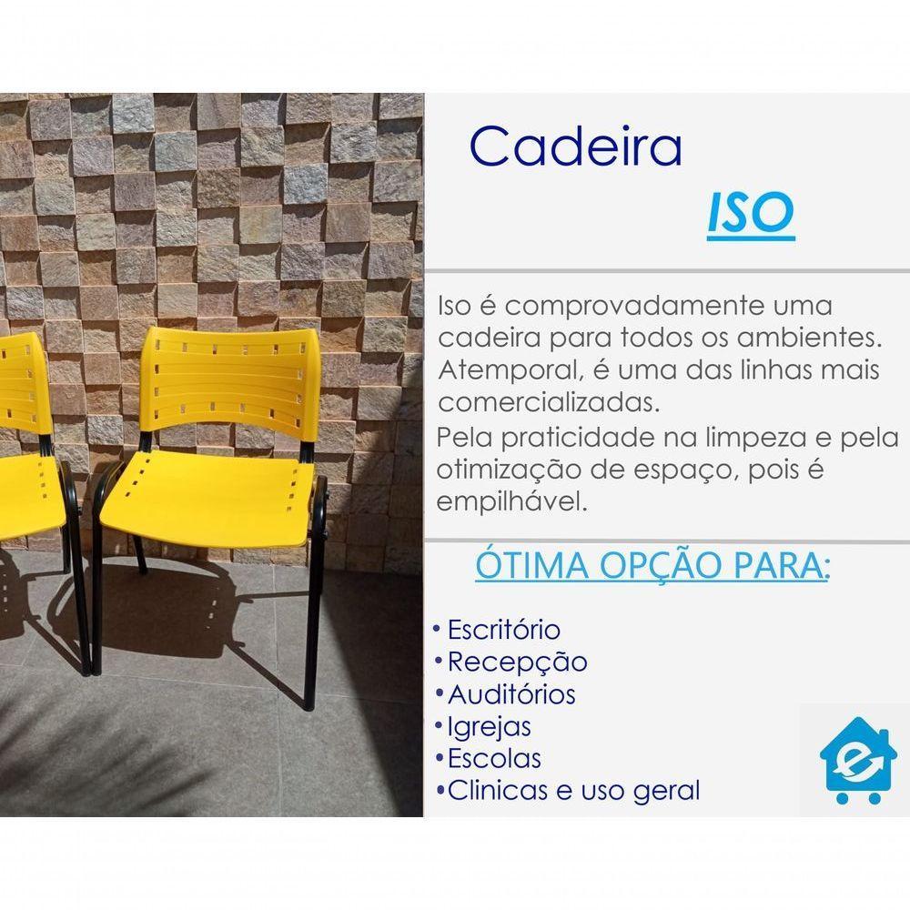 Kit 6 Cadeiras Iso Para Escola Escritório Comércio Amarela Base Preta - 7