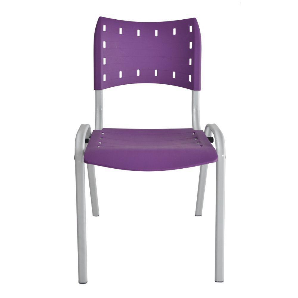 Kit 3 Cadeiras Iso Para Escola Escritório Comércio Roxa Base Branca - 7