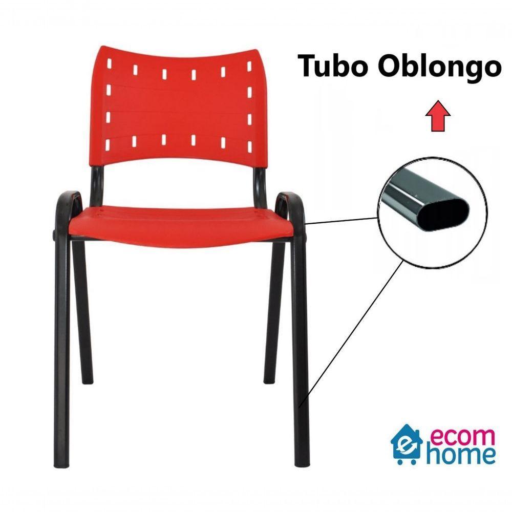 Kit 4 Cadeiras Iso Para Escola Escritório Comércio Vermelha Base Preta - 2
