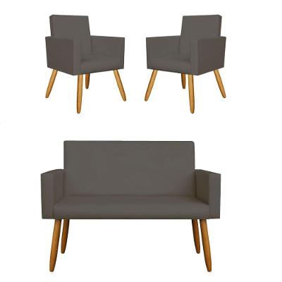 Kit 16 Poltrona Decortiva Pé Palito+2 Namoradeiras Cinza