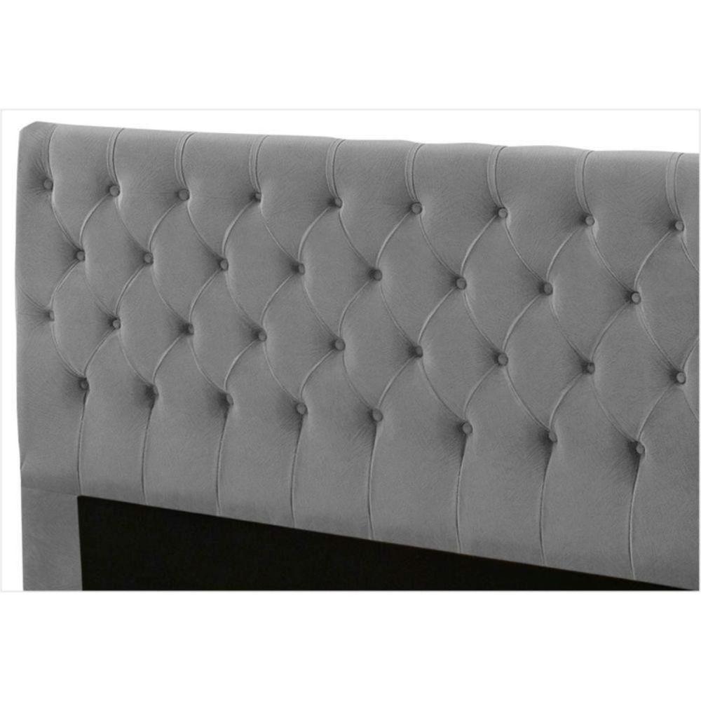 Cabeceira Cristal 1,40 Cm Para Cama Box Casal Suede Cinza - 1