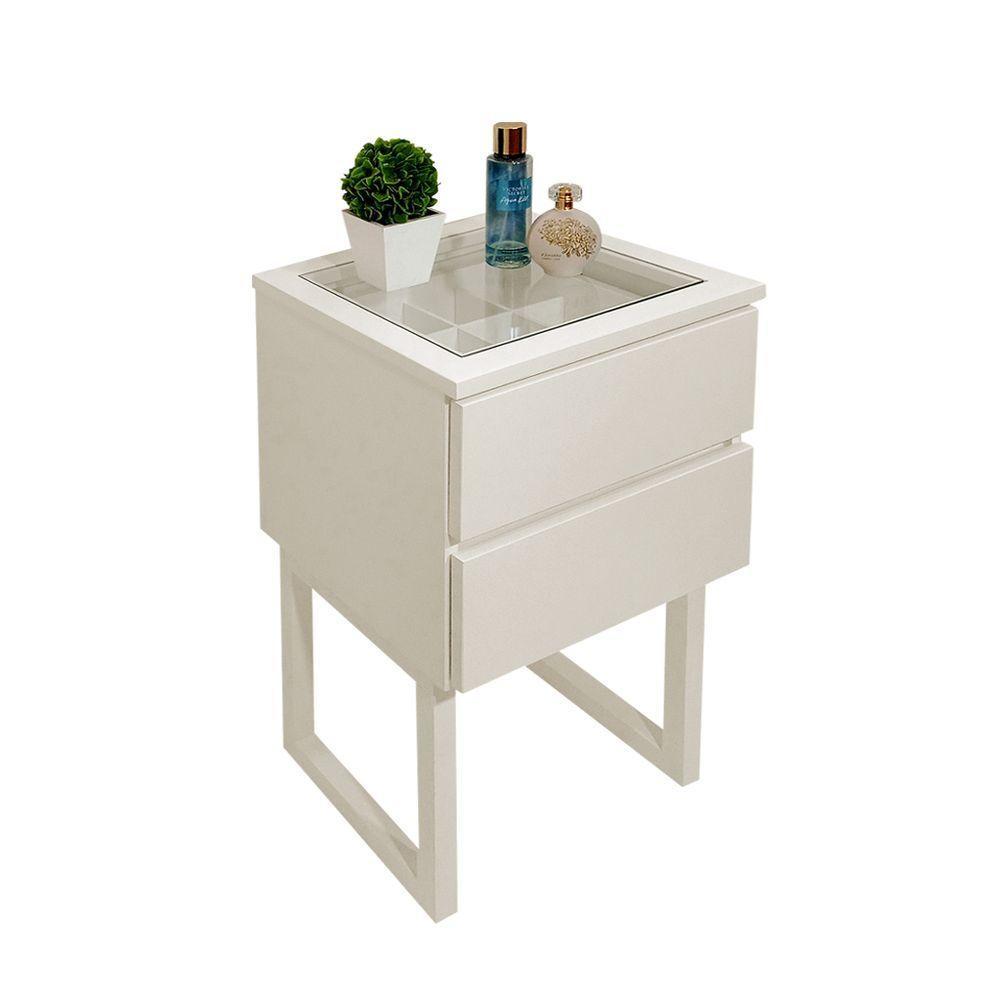 Mesa De Cabeceira Lateral Penteadeira Off White Laca - 1