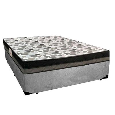 Cama Box Casal Suede + Colchão Casal Ortobom Iso Dupla Face 60x138x188 cinza