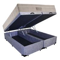 Cama Box Baú Queen Suede Bipartido + Colchão Ortobom Airtech Molas Ensacadas 65x158x198 Cinza - 3