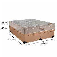Cama Box Baú King Sintético Bipartido + Colchão Ortobom Airtech Molas Ensacadas 65x193x203 Cor:bege - 6