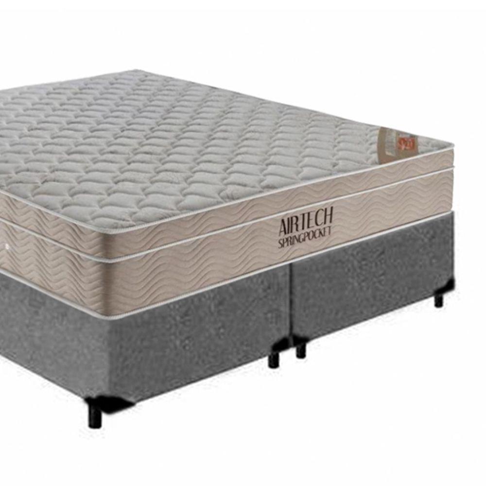 Cama Box Queen Bipartido Suede + Colchão Ortobom Airtech Molas Ensacadas 65x158x198 Cinza - 4