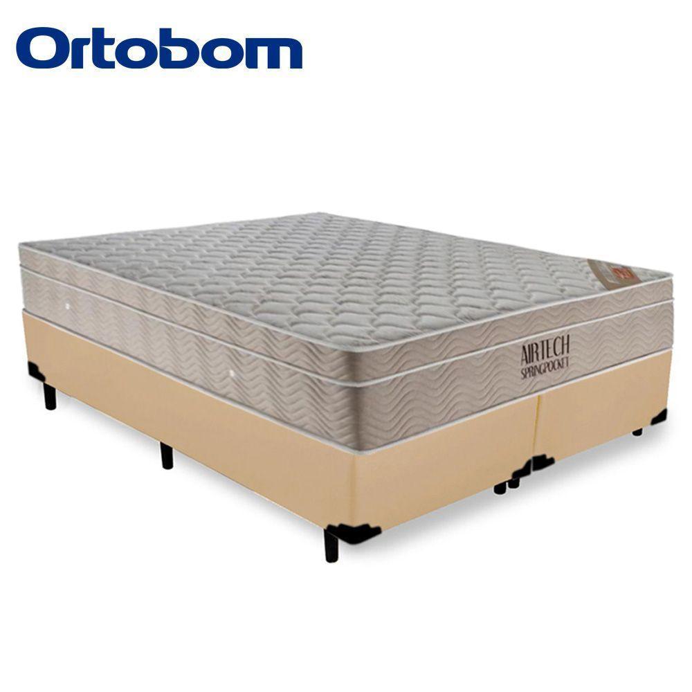 Cama Box Queen Bipartido Sintético + Colchão Ortobom Airtech Molas Ensacadas 65x158x198 Bege - 4