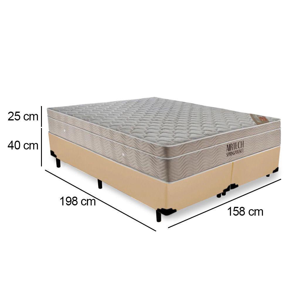 Cama Box Queen Bipartido Sintético + Colchão Ortobom Airtech Molas Ensacadas 65x158x198 Bege - 6