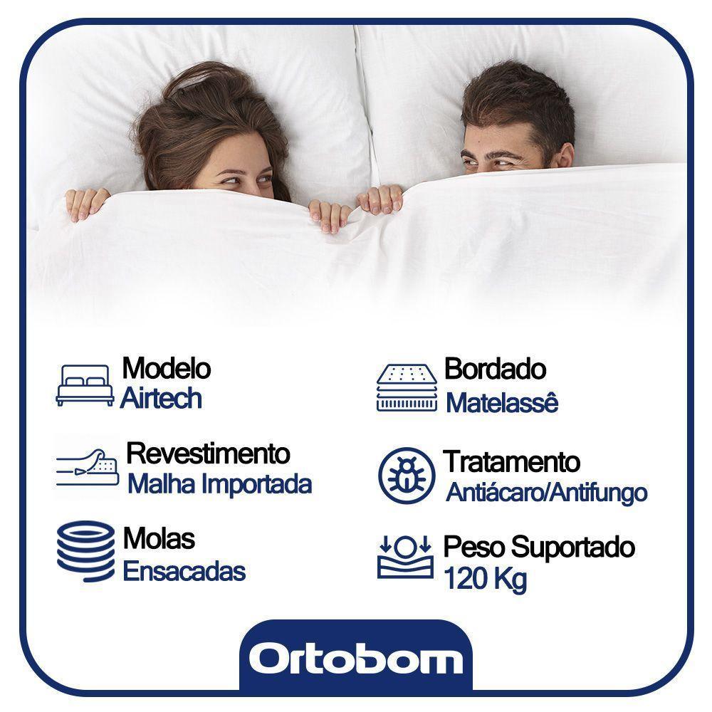 Cama Box King Bipartido Suede + Colchão Ortobom Airtech Molas Ensacadas 65x193x203 Cor:bege - 5