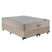 Cama Box King Bipartido Suede + Colchão Ortobom Airtech Molas Ensacadas 65x193x203 Cor:bege - 1