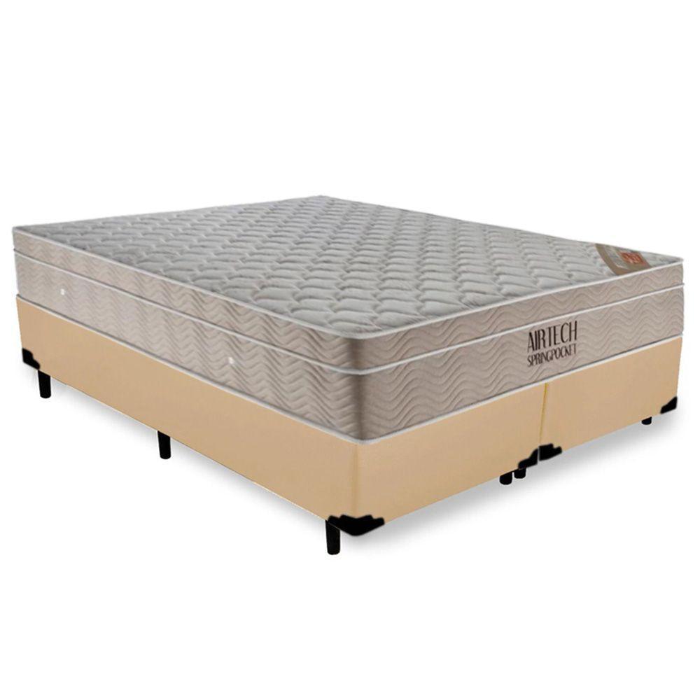 Cama Box Queen Bipartido Sintético + Colchão Ortobom Airtech Molas Ensacadas 65x158x198 Bege - 1