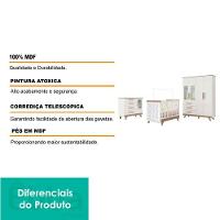 Quarto Infantil Retrô Berço Cama, Cômoda 4 Gavetas E Roupeiro 4 Portas Com Janela Branco/carvalho - 2