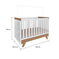 Quarto Infantil Retrô Berço Cama, Cômoda 4 Gavetas E Roupeiro 4 Portas Com Janela Branco/carvalho - 3