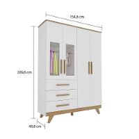 Quarto Infantil Retrô Berço Cama, Cômoda 4 Gavetas E Roupeiro 4 Portas Com Janela Branco/carvalho
