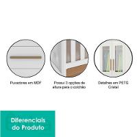 Quarto Infantil Retrô Berço Cama, Cômoda 4 Gavetas E Roupeiro 4 Portas Com Janela Branco/carvalho - 6
