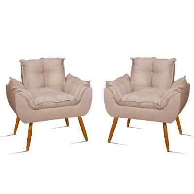 Kit 04 Poltronas Decorativas Opala Pés Palito - Sala - Balaqui Decor Cor:bege