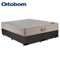 Cama Box Queen Bipartido Sintético + Colchão Ortobom Airtech Molas Ensacadas 65x158x198 Cor:marrom
