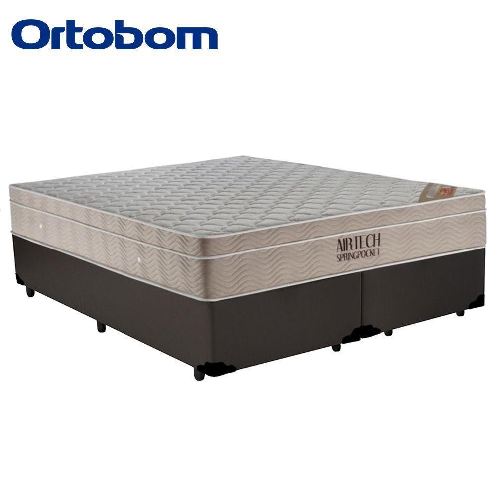 Cama Box Queen Bipartido Sintético + Colchão Ortobom Airtech Molas Ensacadas 65x158x198 Marrom - 4