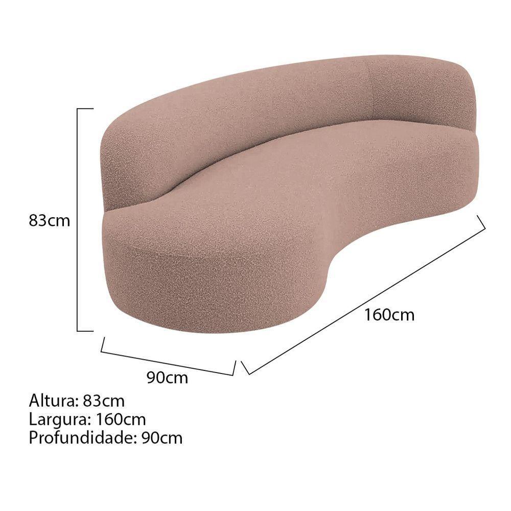 Divã Recamier Orgânico Tokyo 160cm Lado Esquerdo Linho Rosê - 7