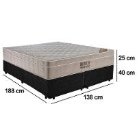 Cama Box Casal Suede Bipartido + Colchão Ortobom Airtech Molas Ensacadas 65x138x188 Preto