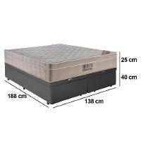 Cama Box Baú Casal Bipartido Sintético + Colchão Ortobom Airtech Molas Ensacadas 65x138x188 Cinza