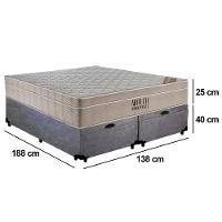 Cama Box Baú Casal Suede Bipartido + Colchão Ortobom Airtech Molas Ensacadas 65x138x188 Cinza
