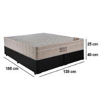 Cama Box Casal Bipartido Sintético + Colchão Ortobom Airtech Molas Ensacadas 65x138x188 Preto