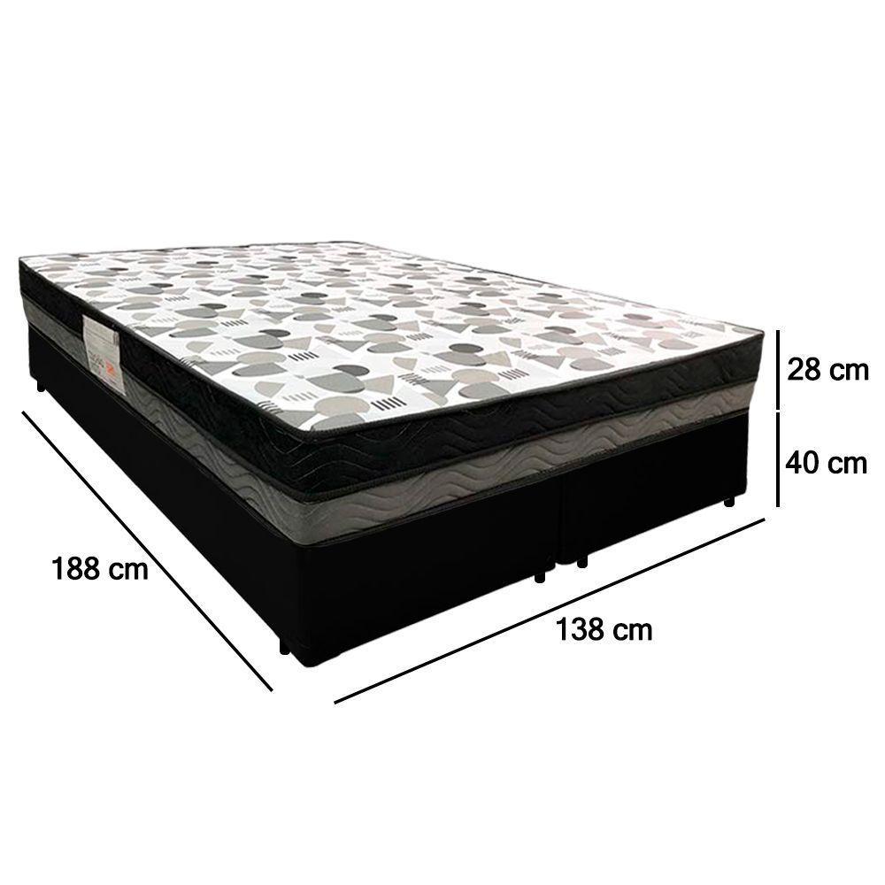 Cama Box Casal Sintético Bipartido + Colchão Ortobom Iso Dupla Face 60x138x188 Cor:preto - 5