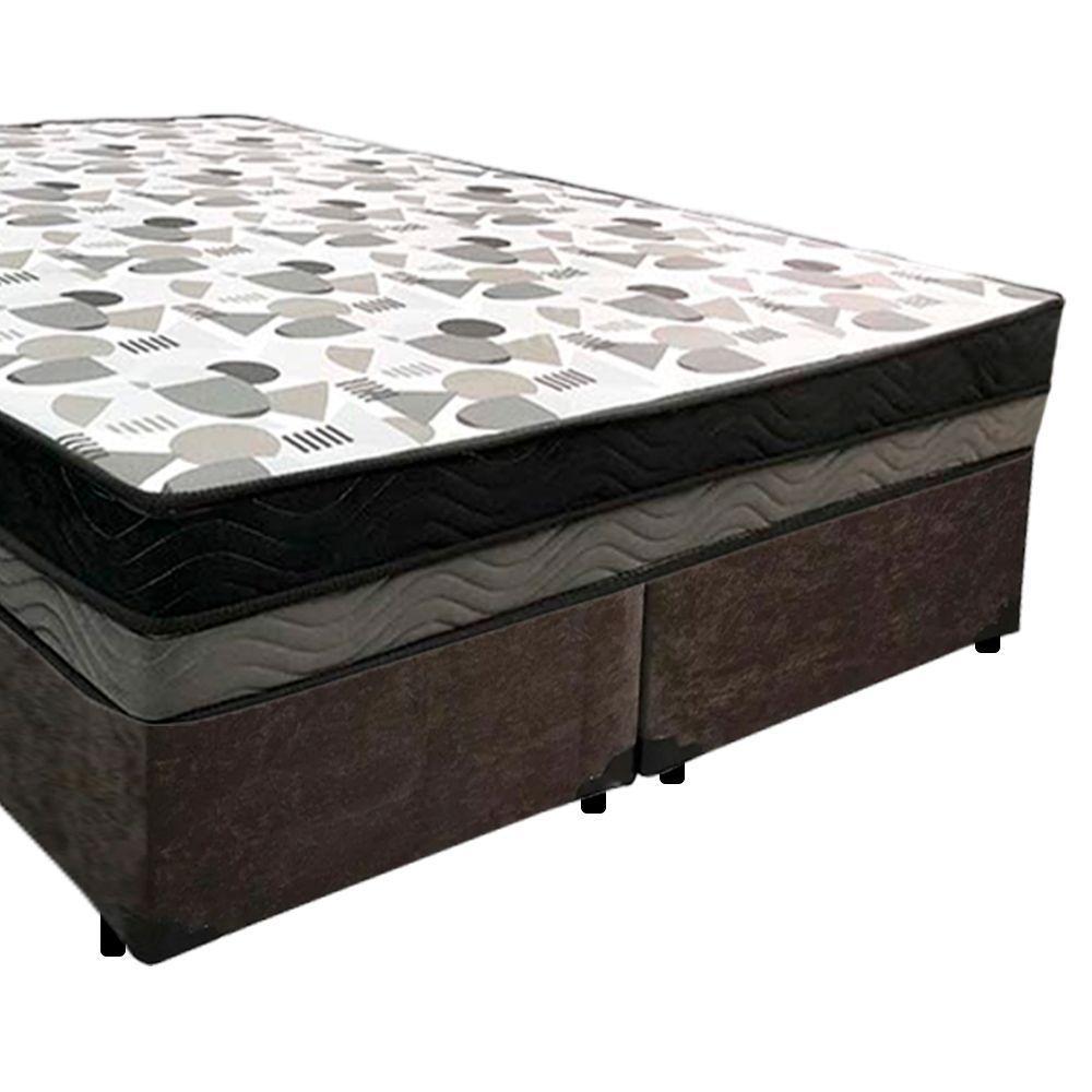 Cama Box Casal Suede Bipartido + Colchão Ortobom Iso Dupla Face 60x138x188 Cor:marrom - 7