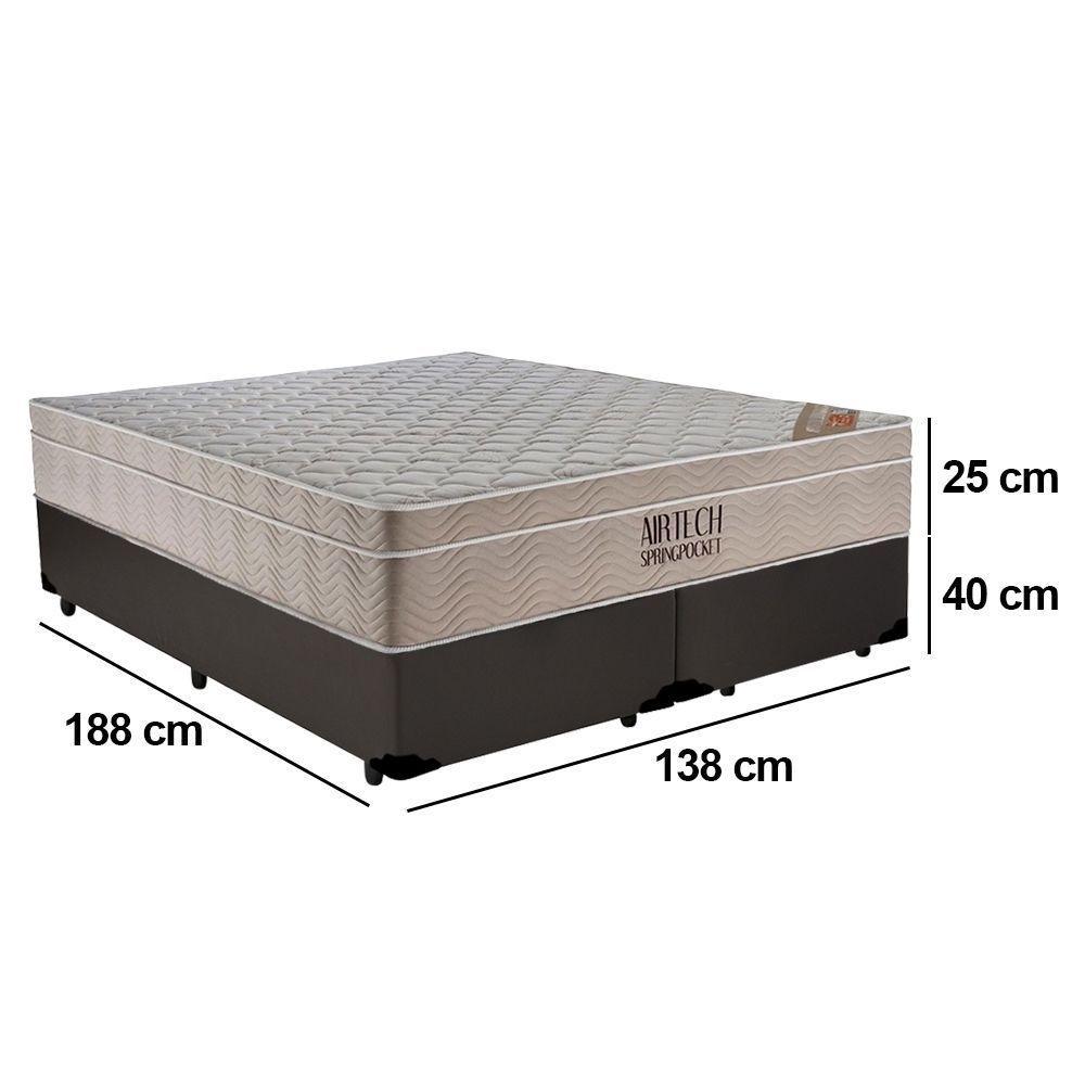 Cama Box Casal Sintético Bipartido + Colchão Ortobom Airtech Molas Ensacadas 65x138x188 Cor:marrom - 8