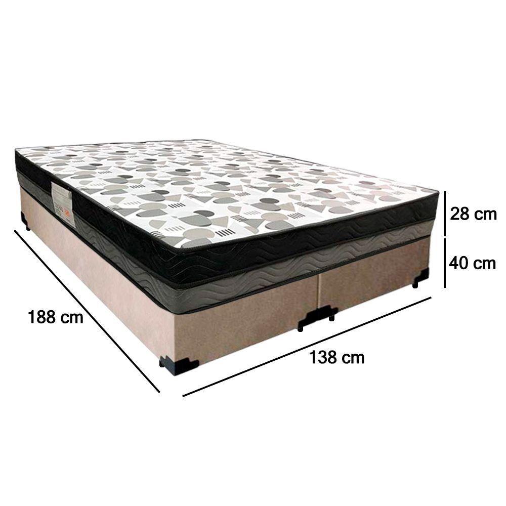 Cama Box Casal Suede Bipartido + Colchão Ortobom Iso Dupla Face 60x138x188 Cor:bege - 3