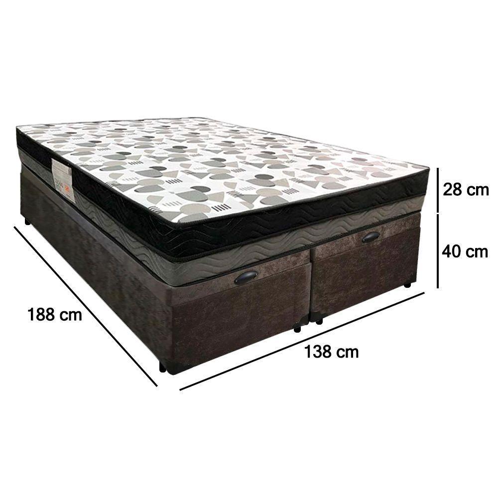 Cama Box Baú Casal Suede Bipartido + Colchão Ortobom Iso Dupla Face 60x138x188 Cor:marrom - 5