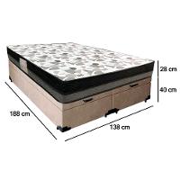 Cama Box Baú Casal Suede Bipartido + Colchão Ortobom Iso Dupla Face 60x138x188 Cor:bege