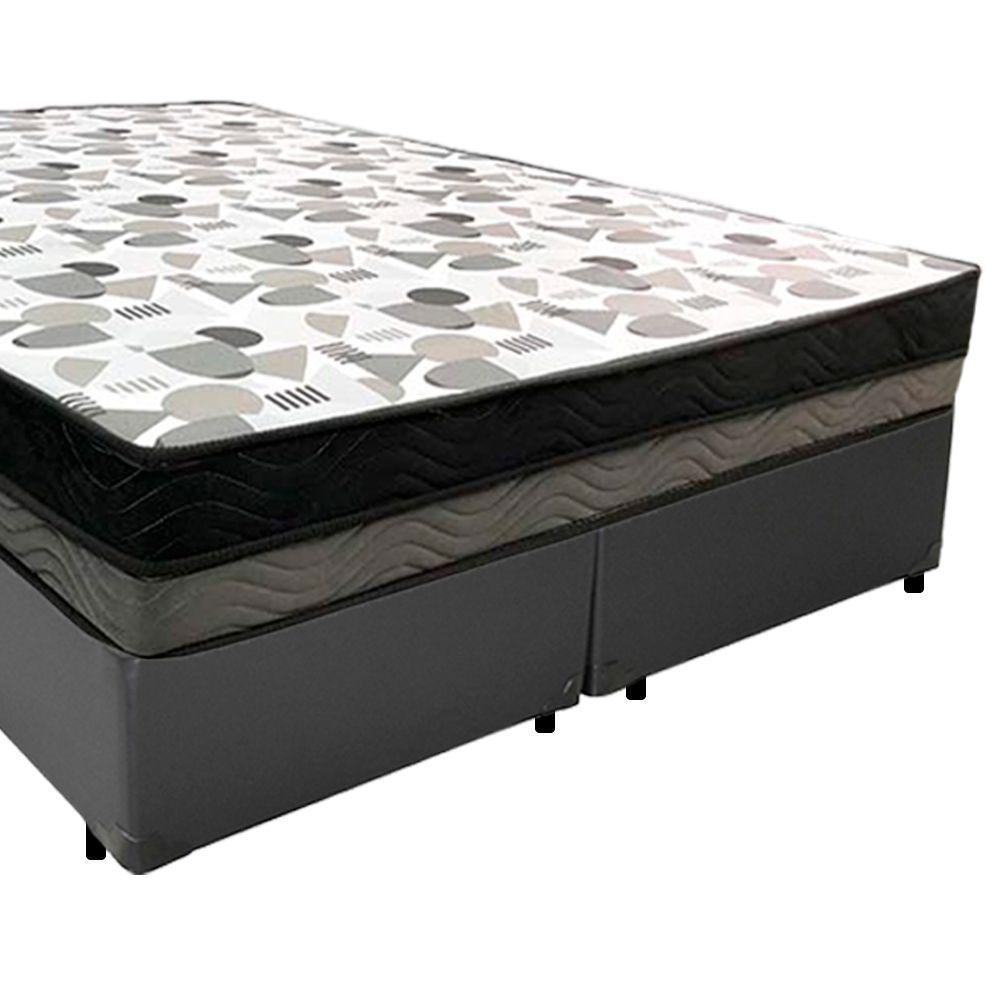 Cama Box Casal Sintético Bipartido + Colchão Ortobom Iso Dupla Face 60x138x188 Cor:cinza - 7