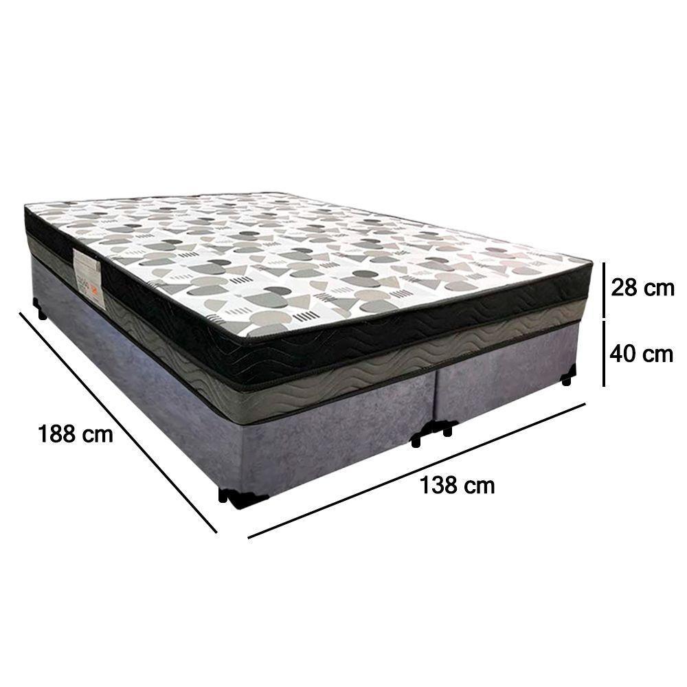 Cama Box Casal Suede Bipartido + Colchão Ortobom Iso Dupla Face 60x138x188 Cor:cinza - 7
