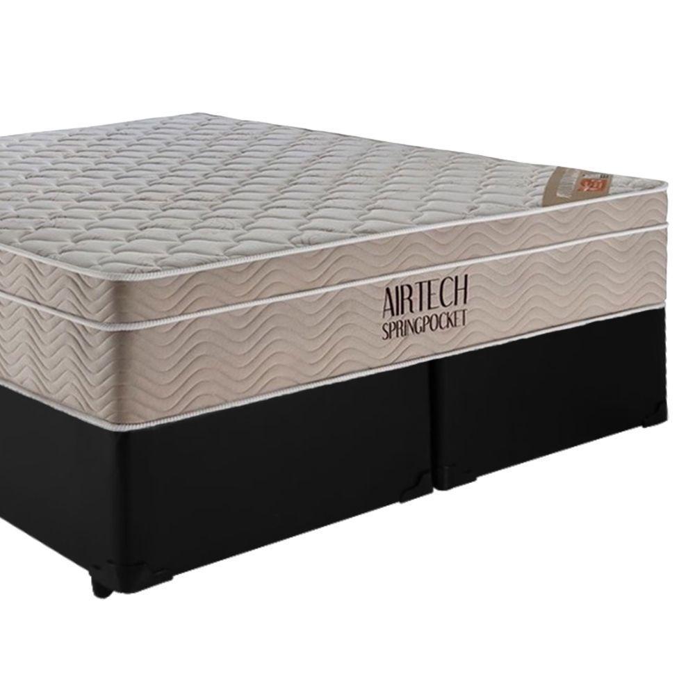 Cama Box Casal Sintético Bipartido + Colchão Ortobom Airtech Molas Ensacadas 65x138x188 Cor:preto - 5