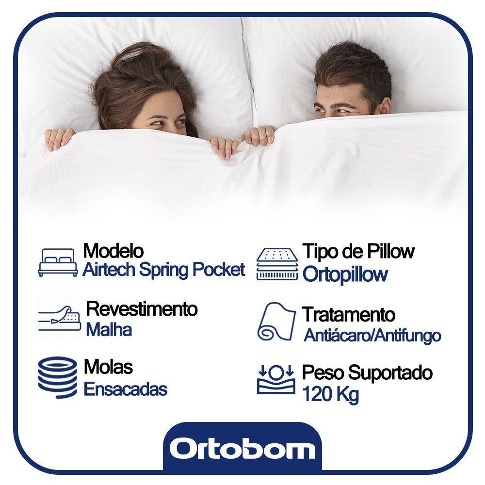 Cama Box Baú Casal Suede Bipartido + Colchão Ortobom Airtech Molas Ensacadas 65x138x188 Cor:marrom - 6