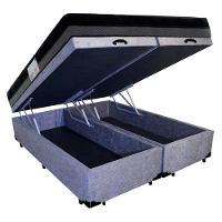 Cama Box Baú Casal Suede Bipartido + Colchão Ortobom Iso Dupla Face 60x138x188 Cor:cinza