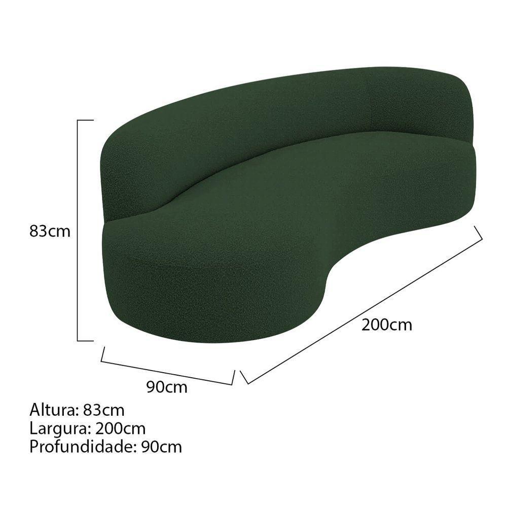 Divã Recamier Orgânico Tokyo 200cm Lado Esquerdo Linho Verde - 9