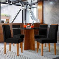 Conjunto Mesa De Jantar 1,20m Anitta Tampo Em Mdf Com Vidro E 4 Cadeiras Ana Ypê Preto - 6