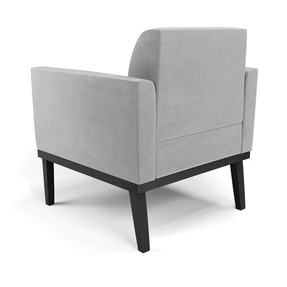 Poltrona Decorativa Pés Fixo Em Madeira Preto Suede Cinza - 4