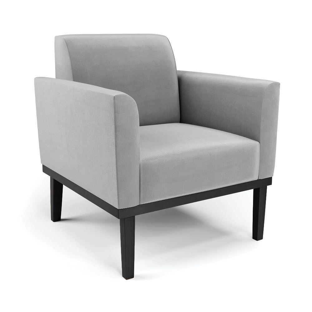 Poltrona Decorativa Pés Fixo Em Madeira Preto Suede Cinza - 6