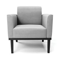 Poltrona Decorativa Pés Fixo Em Madeira Preto Suede Cinza - 2