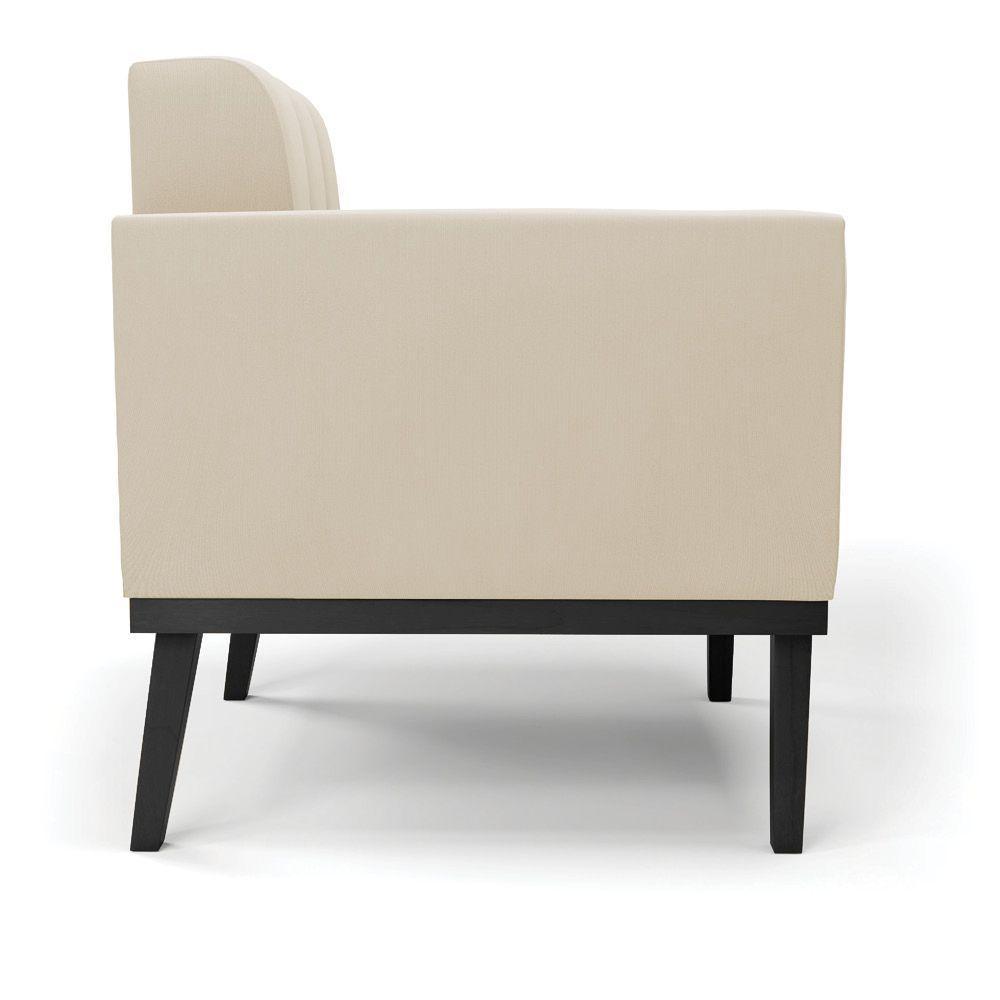 Poltrona Decorativa Pés Fixo Em Madeira Preto Suede Bege - 2