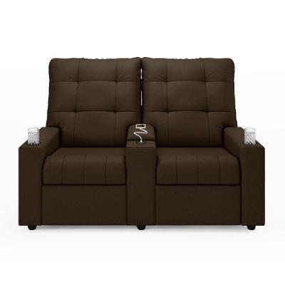 Poltrona Do Papai Reclinável Sala De Cinema 2 Lugares Manual Baú Usb Veludo Marrom