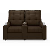 Poltrona Do Papai Reclinável Sala De Cinema 2 Lugares Manual Baú Usb Veludo Marrom - 1