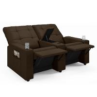 Poltrona Do Papai Reclinável Sala De Cinema 2 Lugares Manual Baú Usb Veludo Marrom - 3