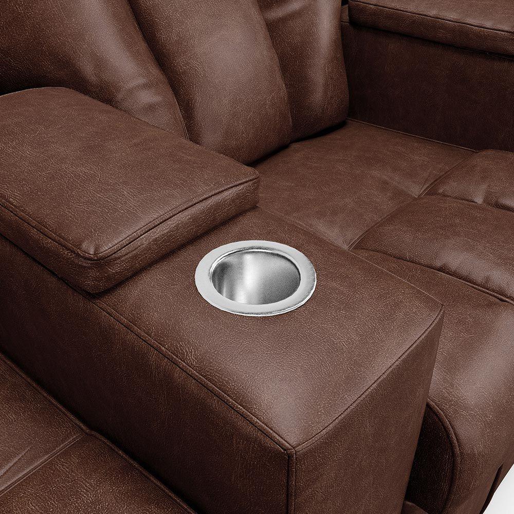 Poltrona Do Papai Reclinável 3 Lugares Sala De Cinema Arsenal Manual Pu Marrom - 3